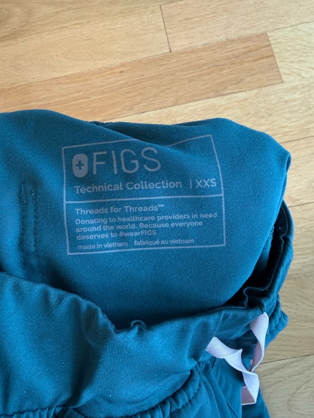 Figs Teal Cargo Joggers with Pink Drawstring - XXS - Picture 2 of 4